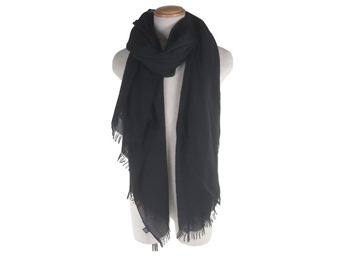 Stola in cashmere e lana con logo H di Hermès Nero - vista 2