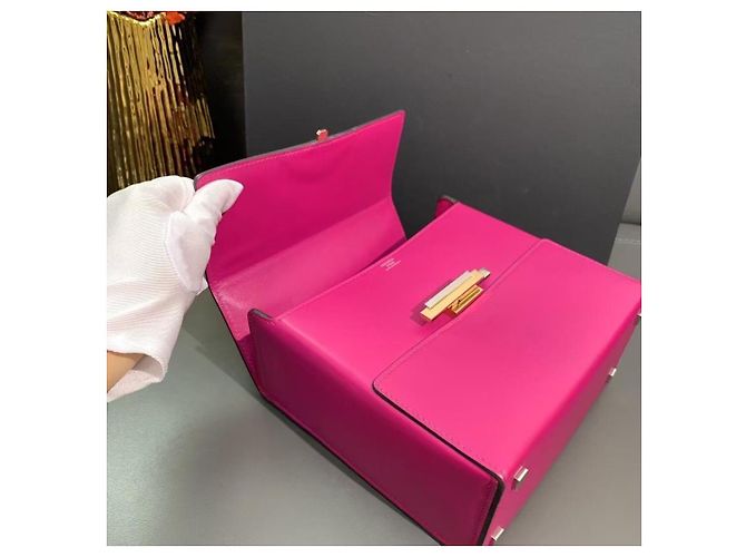 Borsa Hermès Cinhetic in pelle di pecora fucsia Fuschia - vista 4