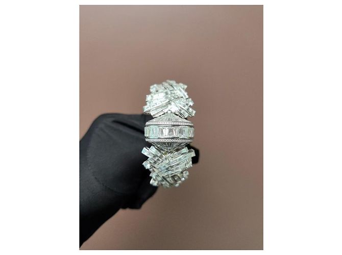 Harry Winston Diamanten Uhr aus Platin und Perlmutt Silber - Ansicht 11