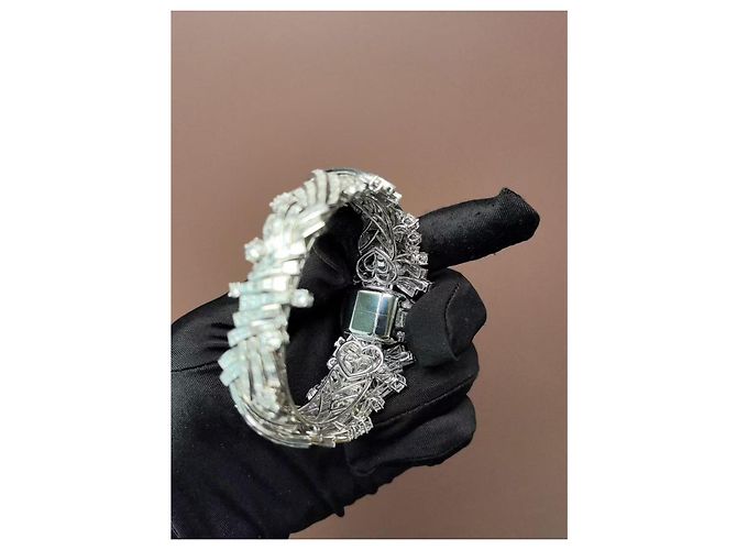 Harry Winston Diamanten Uhr aus Platin und Perlmutt Silber - Ansicht 3
