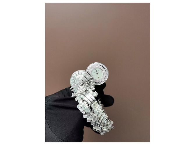 Harry Winston Diamanten Uhr aus Platin und Perlmutt Silber - Ansicht 5