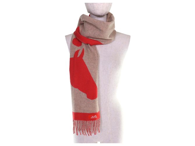 Sciarpa in cashmere Love Story di Hermès Rosso Beige - vista 3