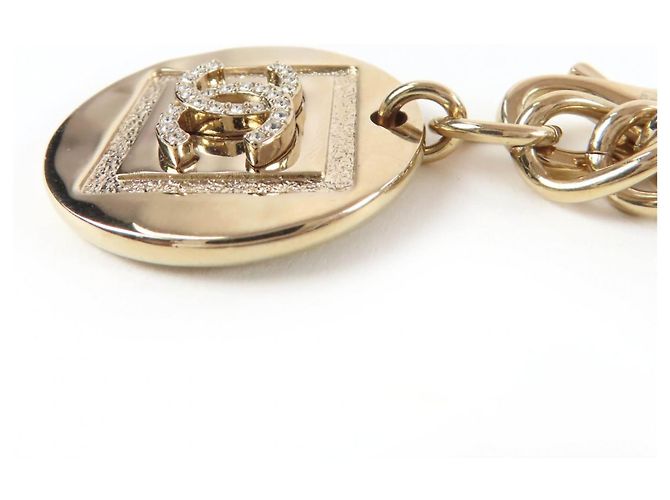 Collar Choker de metal dorado Chanel con marca Coco y strass - vista 5