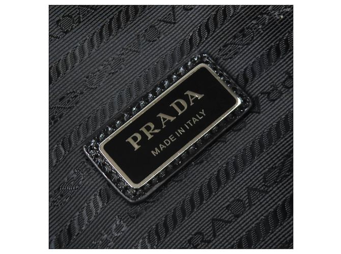 Bolsa de ombro de couro com logo triangular Prada 2VH174 Preto - vista 11