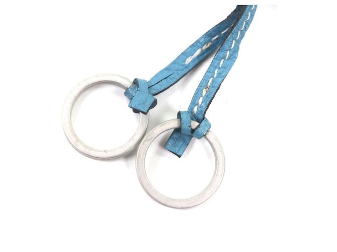 Hermès HERMES Grande Portachiavi in Pelle Clochette Blu - vista 5
