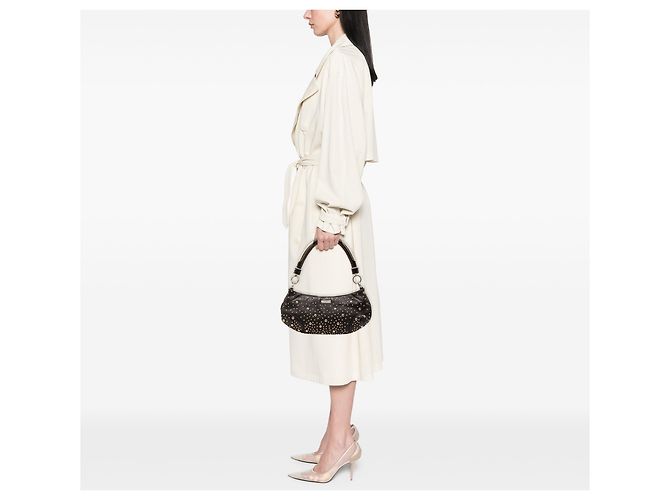 Borsa a tracolla cadetto in pelle di vitello nera con borchie Burberry Nero - vista 7
