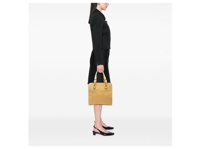 16 Céline Celine Gelbe Macadam-embossierte Leder-Handtasche - Ansicht 7