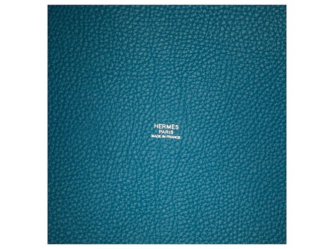 Hermès Picotin Lock 26 in Pelle Clemence Blu Turchese - vista 5