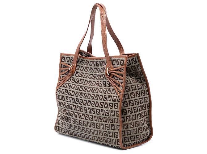 Fendi Braune Zucchino Canvas Tote Hellbraun - Ansicht 2