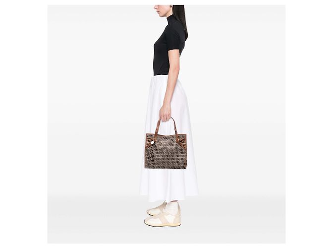 Fendi Braune Zucchino Canvas Tote Hellbraun - Ansicht 7