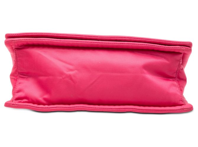 Borsa a tracolla Prada in tessuto rosa con catena e pattina - vista 3