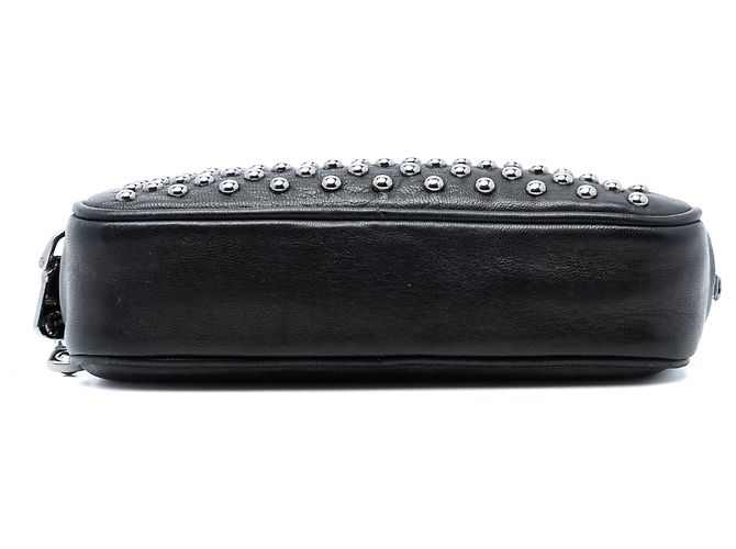 Miu Miu Borsa in pelle nera con borchie e doppia zip Nero - vista 3