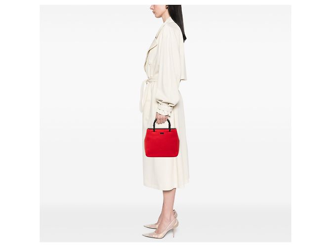 Bamboo Bolso de mano de bambú de lana roja y piel de ternera Gucci - vista 7