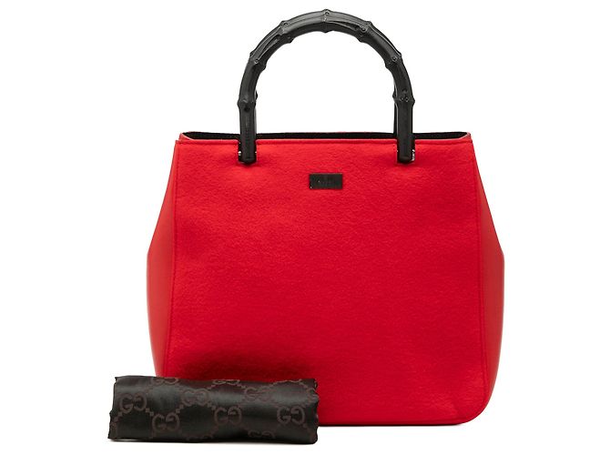 Bamboo Bolso de mano de bambú de lana roja y piel de ternera Gucci - vista 8