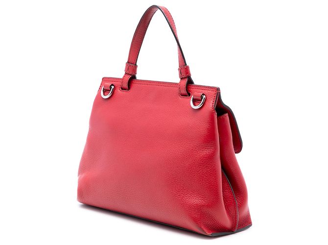 Gucci Red Small Leather Bamboo Daily Satchel - view 2