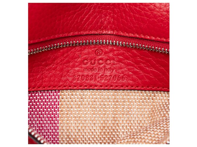 Gucci Red Small Leather Bamboo Daily Satchel - view 5