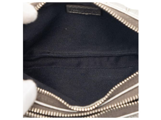 Pochette doppia zip in nappa metallica matelassé argento Miu Miu - vista 4