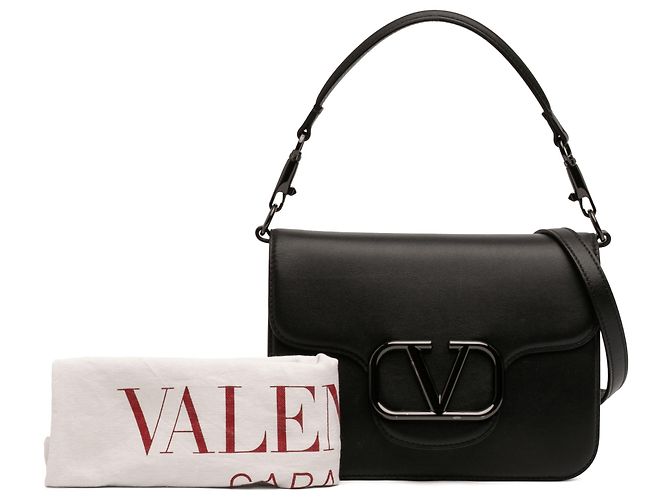 Borsa a tracolla in pelle di vitello nera con logo Valentino Nero - vista 10