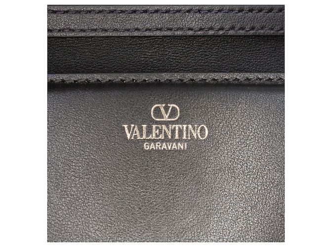 Borsa a tracolla in pelle di vitello nera con logo Valentino Nero - vista 5