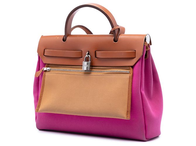 Hermès Borsa Herbag Zip 31 Toile Verso Rosa - vista 2