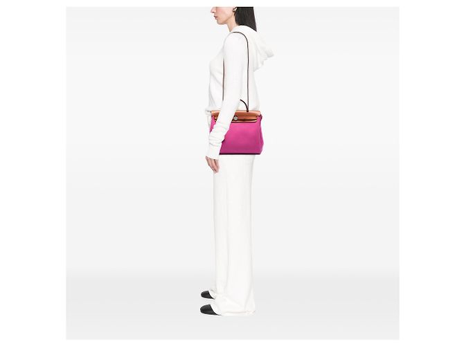 Hermès Borsa Herbag Zip 31 Toile Verso Rosa - vista 7