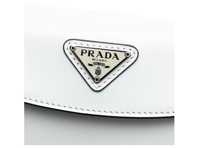 Borsa Cleo mini in pelle spazzolata bianca Prada Bianco - vista 5
