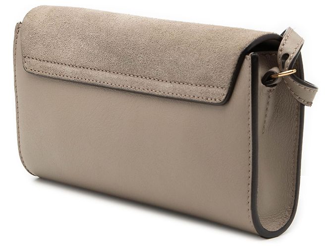 Mini borsa Faye in pelle di vitello e suede marrone Chloé con catena a tracolla Taupe - vista 2