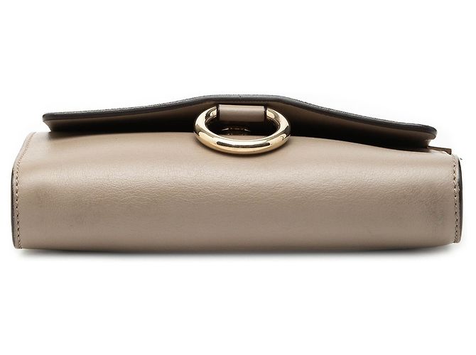 Mini borsa Faye in pelle di vitello e suede marrone Chloé con catena a tracolla Taupe - vista 3