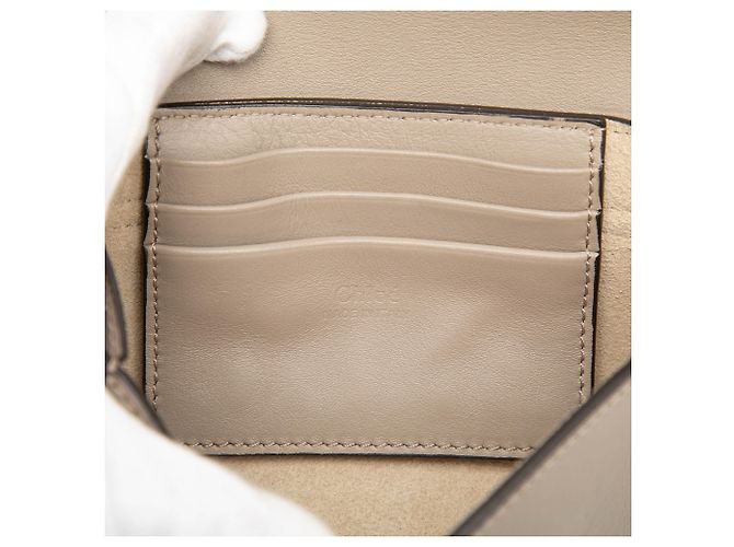 Mini borsa Faye in pelle di vitello e suede marrone Chloé con catena a tracolla Taupe - vista 5