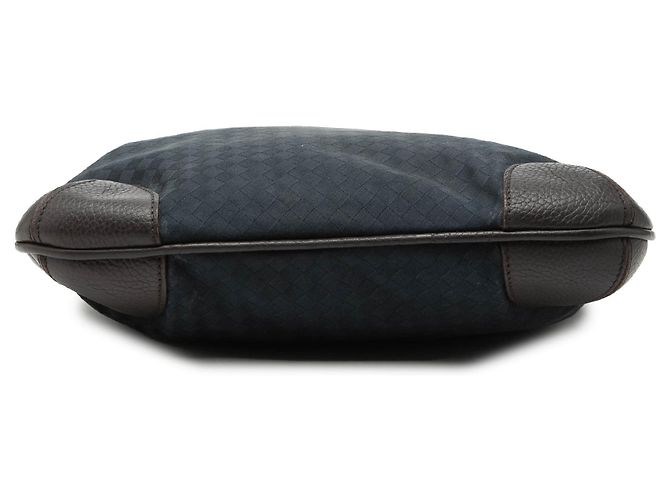Bottega Veneta Hobo in Tela e Pelle Intrecciato Blu - vista 3