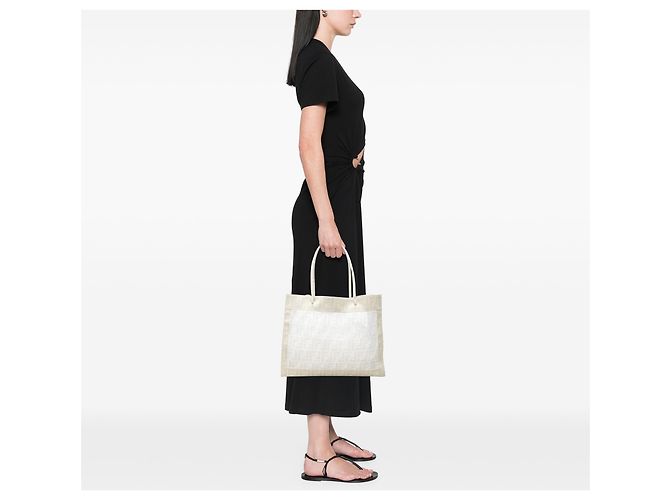 Zucca-Mesh-Tote mit weißem beschichtetem Canvas von Fendi - Ansicht 7
