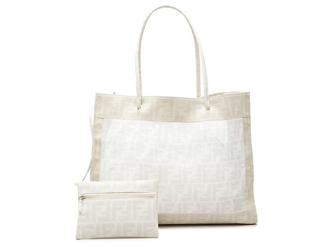 Zucca-Mesh-Tote mit weißem beschichtetem Canvas von Fendi - Ansicht 8