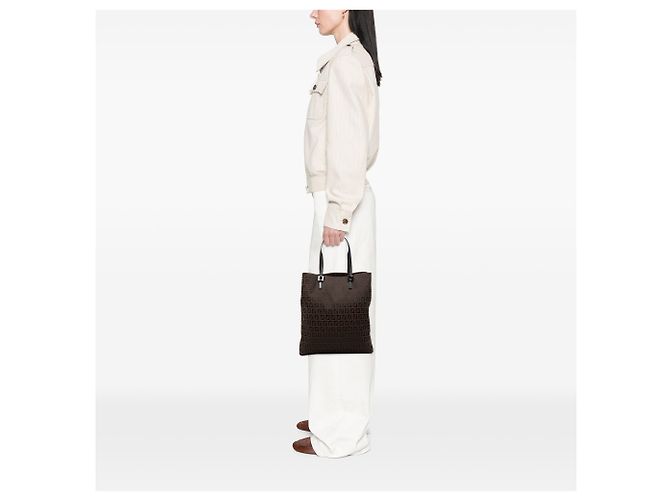 Fendi Braune Zucchino Canvas Tote Dunkelbraun - Ansicht 7