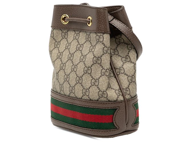 Borsa a secchiello Ophidia Mini GG Supreme Web beige di Gucci - vista 2