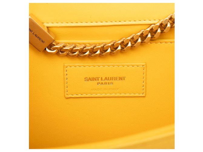 Saint Laurent Borsa a tracolla Kate Monogram in suede giallo medio con frange Senape - vista 5