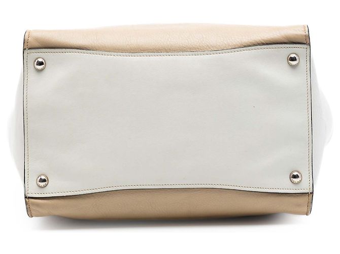 Double Prada Beiger Bicolor Glanzkalbsleder Doppel-Taschen Doppelgriff Handtasche - Ansicht 3