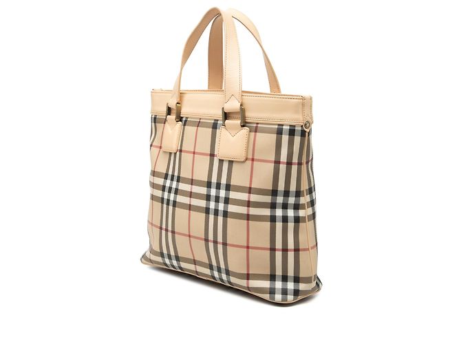 Borsa a mano in tela check beige Burberry - vista 2