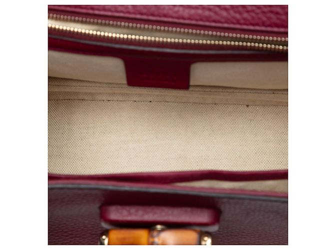 Borsa media in pelle rossa New Bamboo di Gucci Rosso Bordò - vista 4