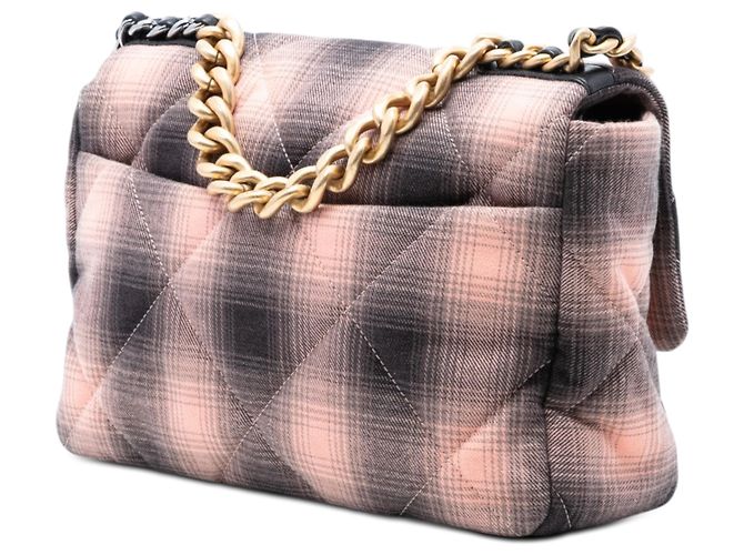 Chanel 19 Chanel Rosa Grande Borsa in Cotone a Quadri 19 Flap - vista 2