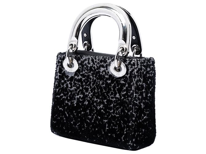 Dior Mini in Tessuto Lame Nero Lady Dior - vista 2