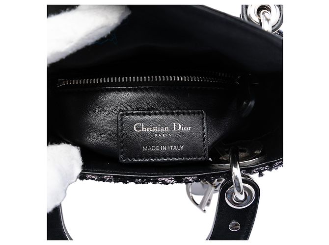 Dior Mini in Tessuto Lame Nero Lady Dior - vista 5