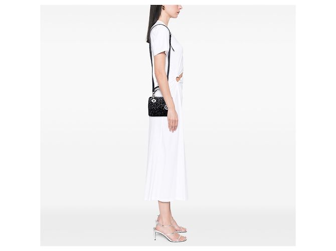 Dior Mini in Tessuto Lame Nero Lady Dior - vista 7