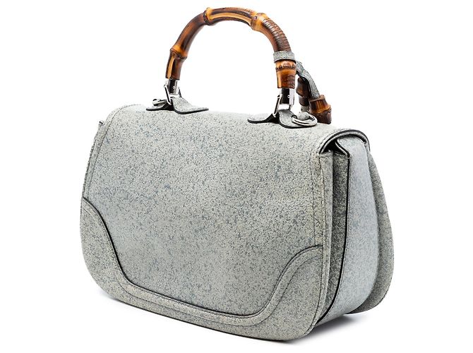 Gucci Graue Große Gepunktete Leder New Bamboo Handtasche Braun - vista 2