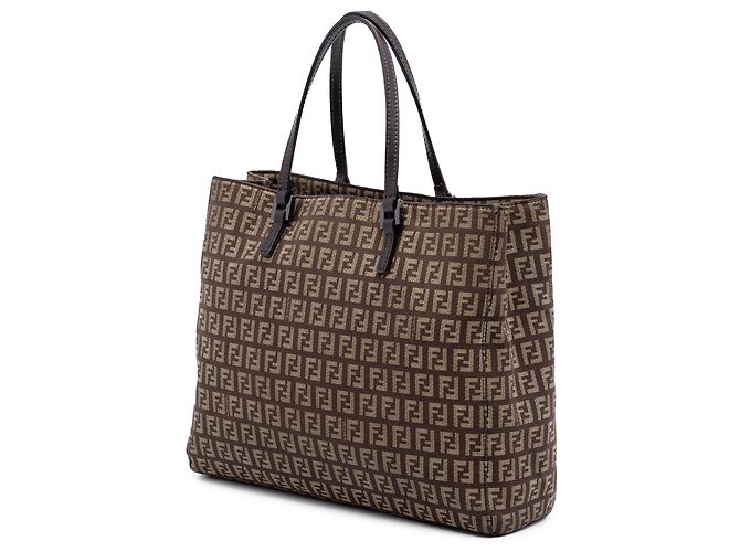 Fendi Braune Zucchino Canvas Tote Dunkelbraun - Ansicht 2