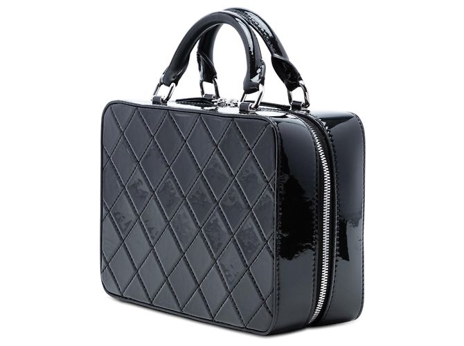 Vanity Beauty case da viaggio in vernice nera trapuntata CC di Chanel Nero - vista 2