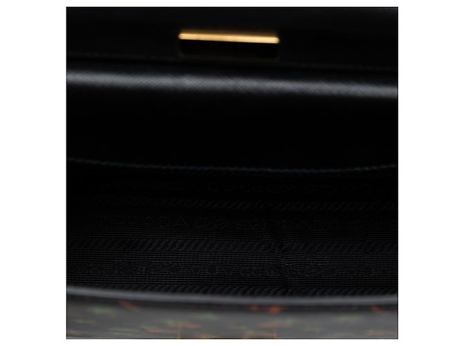 Borsa a tracolla pieghevole in pelle Saffiano nera con stampa di palma e capanna di Prada Nero - vista 4