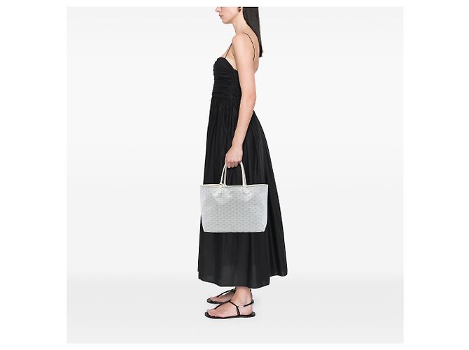 Goyard Saint Louis PM in Goyardine bianca Bianco - vista 7