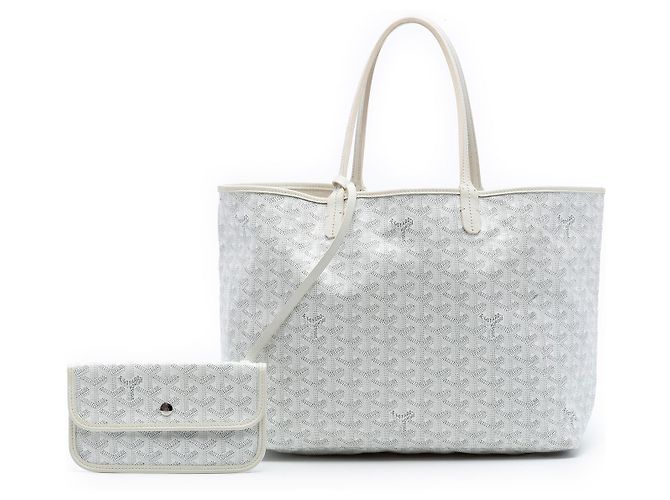Goyard Saint Louis PM in Goyardine bianca Bianco - vista 8