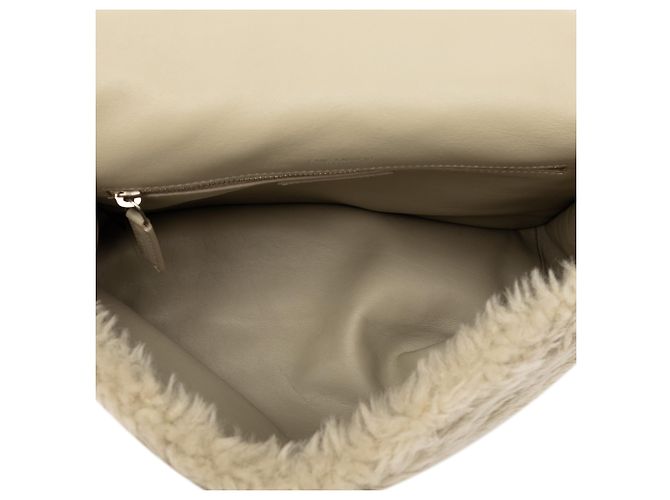 Borsa a spalla Niki media in shearling marrone Saint Laurent Beige - vista 4