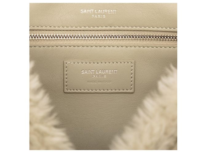 Borsa a spalla Niki media in shearling marrone Saint Laurent Beige - vista 5